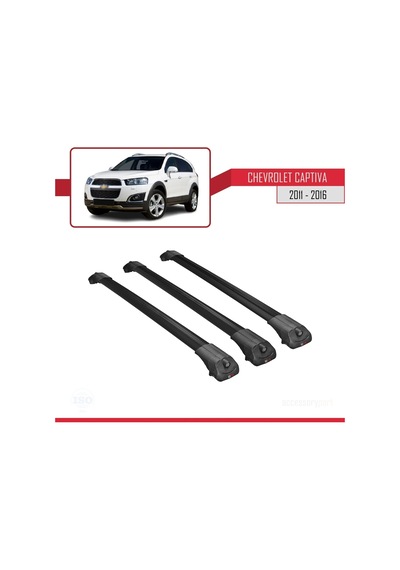 Chevrolet Captiva 2011-2016 Arası İle Uyumlu Ace-1 Ara Atkı Tavan Barı Siyah 3 Adet Bar