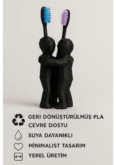 3d Hediye Çiftler İçin Diş Fırçalığı Minimalist Banyo Aksesuarı Geri Dönüştürülmüş Pla 13 X 9 Cm
