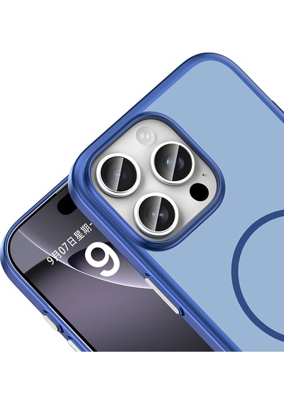 iPhone Uyumlu 16 Pro Kılıf Magsafe Şarj Özellikli Ultra İnce Mat Soft Lora Pc Kapak Lacivert