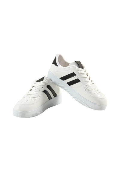 Unisex Bağcıklı Günlükspor Sneaker Ayakkabı Beyaz - Siyah-beyaz - Siyah Beyaz - Siyah