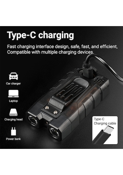 İdragon 331 Led Tactical Zoom El Feneri Usb Şarjlı, Uzun Menzilli Süper Parlak Kamp Ve Outdoor Fener Siyah