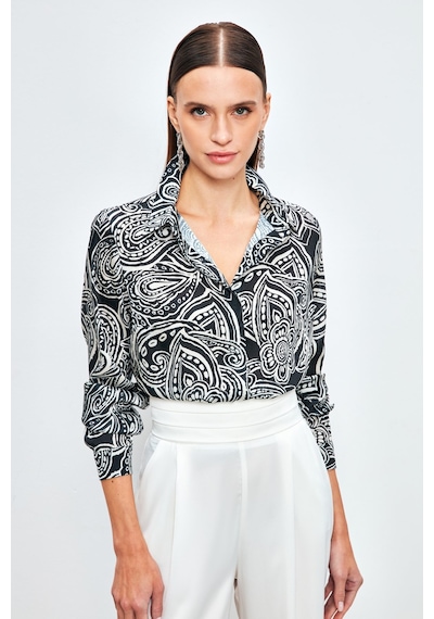 Sateen Desenli Düz Gömlek - Siyah-133997 Siyah