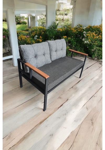 Pimango Pi Elize Tekli Bahçe Balkon Mobilyası 2'li 60 x 120 CM Antrasit - Gri Anrasit - Gri
