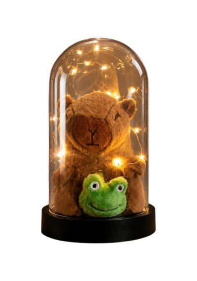Led Işıklı Fanus İçinde Peluş Kapibara Kar Küresi Capybara Figürü Fanus Sevgiliye Arkadaşa Kıza Hediye