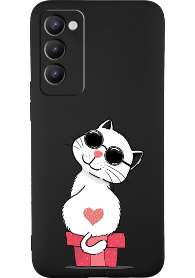 Tecno Camon 18 İle Uyumlu Coolcat Tasarımlı Siyah Lansman Kılıf Çok Renkli