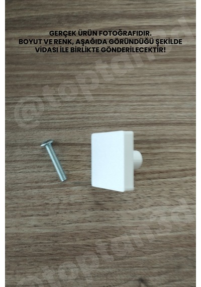 6 Adet - Beyaz Kare Kulp - Modern Ve Şık Dolap, Gardırop, Şifonyer, Komodin Ve Çekmece Kulpu Vida Dahil Sarı
