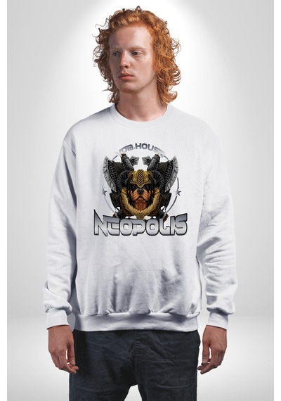Neopolis Rottweiler Viking Unisex Beyaz Sweatshirt Beyaz