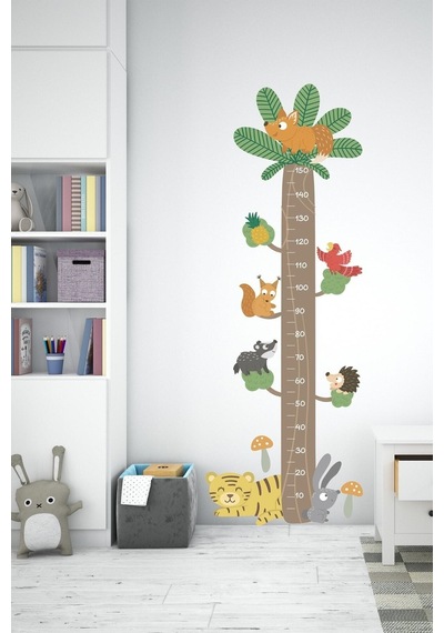 Orman Canlıları Boy Ölçer Duvar Sticker