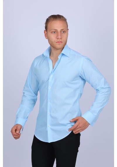 Evente Slim Fit Mavi Filafil Erkek Gömlek Slm-5088-eve