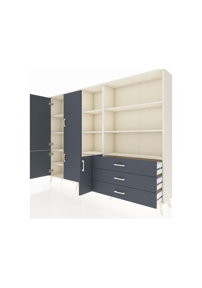Arges Dolap 11 Raflı 3 Çekmeceli 5 Kapaklı 220x30x163 Aytaşı-antrasit Antrasıt - Aytası Arges Dolap 11 Raflı 3 Çekmeceli 5 Kapaklı 220x30x163 Aytaşı-antrasit Antrasıt - Aytası