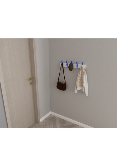 Hepsi3boyutlu Modern Duvar & Kapı Kanca Askılık - 5 Adet Mavi Kanca Askılık - Model No : 3 Mavi