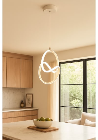 Koal Avize Doruk Beyaz Renk Modern Tasarım Salon Mutfak Hol Beyaz Led Sarkıt Avize Beyaz Beyaz