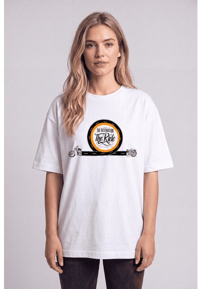 Black Nova Oversize Baskılı Unisex %100 Pamuk T-shirt The Destination Beyaz