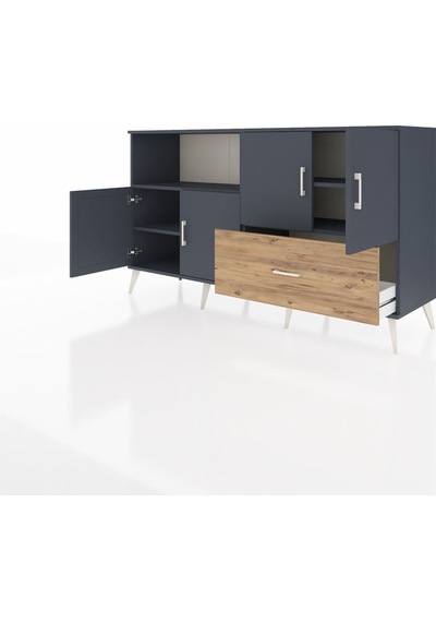 Hyperion Konsol 4 Raflı Tek Çekmeceli 4 Kapaklı 176x44x99 Antrasi Antrasit-antrasit/çam Hyperion Konsol 4 Raflı Tek Çekmeceli 4 Kapaklı 176x44x99 Antrasi Antrasit-antrasit/çam