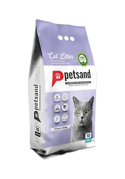 Petsand Lavanta Kokulu Topaklaşan Bentonit Kedi Kumu 10 L