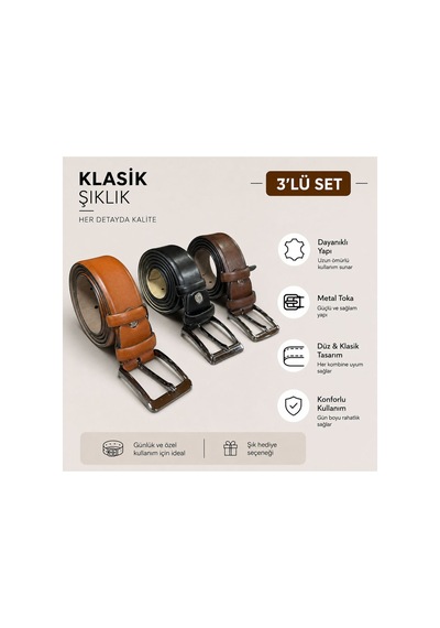 Recossa Erkek Klasik Kemer Kumaş 3'lü Set Siyah - Kahve - Taba Siyah - Kahve - Taba Recossa Erkek Klasik Kemer Kumaş 3'lü Set Siyah - Kahve - Taba Siyah - Kahve - Taba
