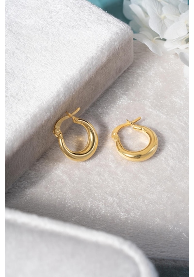 925 Ayar Gümüş Gold Rengi 15 Mm Halka Şarnel Küpe Gold