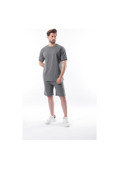 Madmext Füme Basic Erkek Şort T-shirt Takımı E7307 Füme