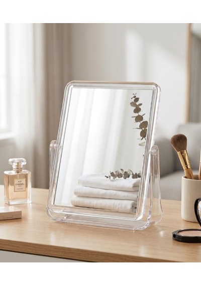 Gaman Yeni Model Şeffaf Renkli 360 Açısı Ayarlanabilir Masaüstü Ayna - Banyo Aynası - Makyaj Aynası