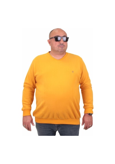 Moc Grande Mocgrande Büyük Beden Selanik V Yaka Classic Sweat 23201 Hardal-Hardal