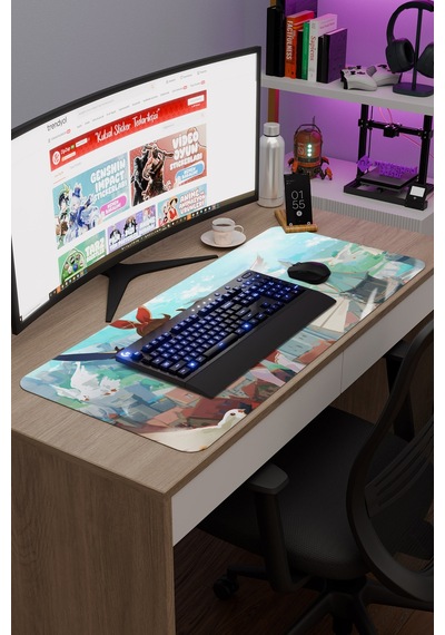 Amber Genshin Impact Anime Gacha V4 - 90x40 Xxl Gaming Mouse Pad Fare Altlığı