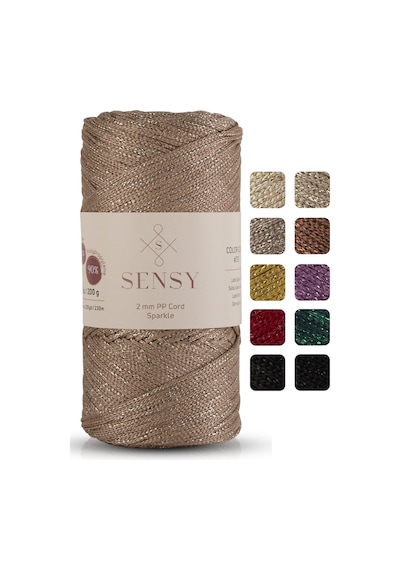 Premium Simli 200 Gr Polyester Makrome Ipi Sütlü Kahve 2 Mm - 230 M Supla Ip Ve Çanta İpliği