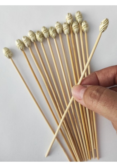 15 Cm Uzun Kürdan - 30 Adet Dekoratif Lüks Gold Varaklı Yaldız Boncuklu Kokteyl Karıştırıcı