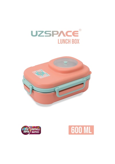 Uzspace 600 Ml Çorba Kaseli-çelik Kaşık Çatallı Paslanmaz Çelik Bento Lunch Box Yeni Nesil Sefer Tası-fflbox8021600 Turuncu