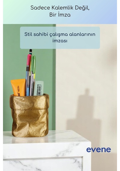Kalemlik Masa Kalemliği Organizer Kalemlik Altın Renk Model 80 Çok Renkli