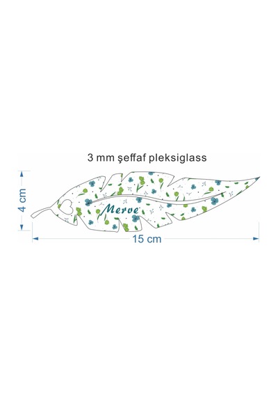 Pleksi Kitap Ayracı Yaprak Siyah