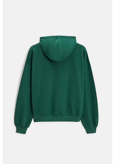 Sââde Kadın Oversize Kapüşonlu Basic Hoodie Sweatshirt Yeşil