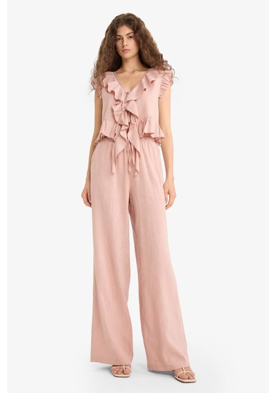 DeFacto Pantolon Wide Leg Çift Cepli Normal Bel Standart Boy D1009AX25SPBR479
