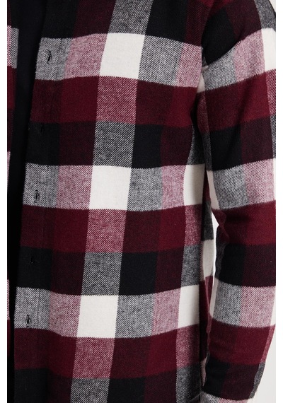 Tudors Erkek Slim Fit Dar Kesim Kareli Kışlık Oduncu Gömlek-42327 Bordo