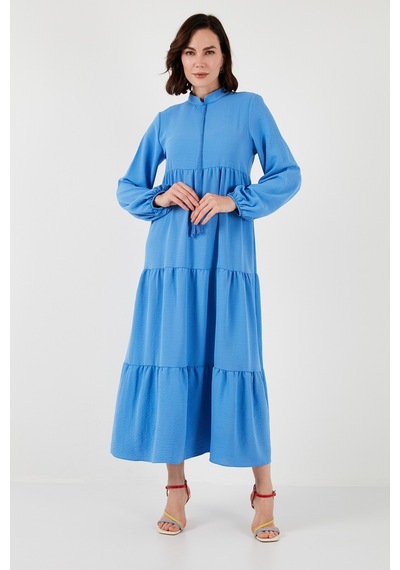 Lela Modest Regular Fit Dik Yaka Uzun Bayan Elbise 611El545 Açık Mavi Lela Modest Regular Fit Dik Yaka Uzun Bayan Elbise 611El545 Açık Mavi