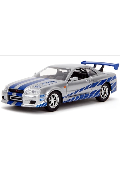 Jada 1/32 Fast And Furious Brian's Nissan Skyline Gt-r R34 Dikkat Uzunluk 12cm Gümüş