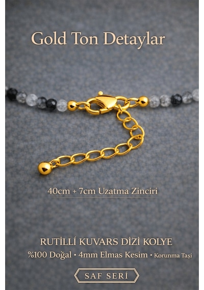 Sertifikalı Rutil Kuvars Dizi Kolye - 4mm Elmas Kesim Minimal Ser Çok renkli