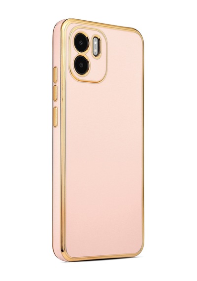 Xiaomi Uyumlu Redmi A1 Kılıf Zore Kenarı Gold Renk Silikon Bark Kapak