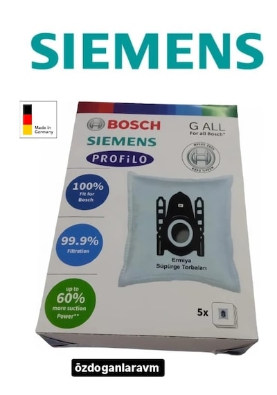 Siemens Uyumlu Elektrik Süpürgesi Bez Toz Torbası 5 Adet Motor Filitreli