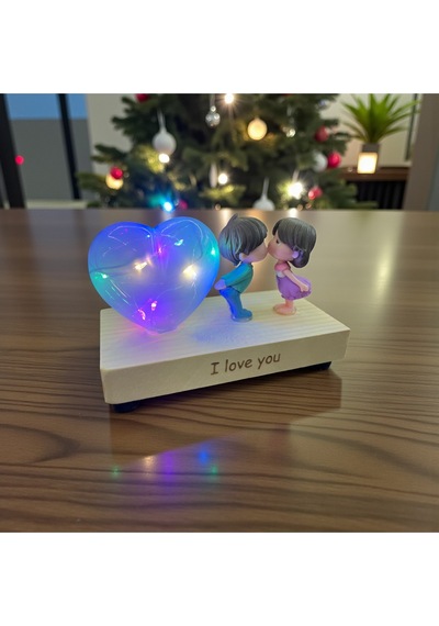 Romantik Çift Biblo I Love You Yazılı Dekoratif Masaüstü Obje
