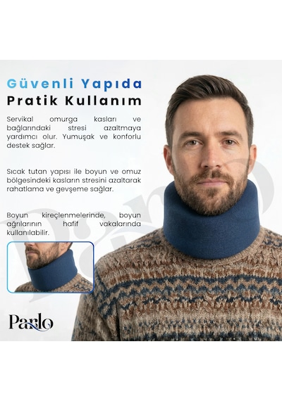Ortopedik Sünger Boyunluk Lacivert Ergonomik Servikal Boyun Desteği Hafif Ve Hava Alabilen Tasarım