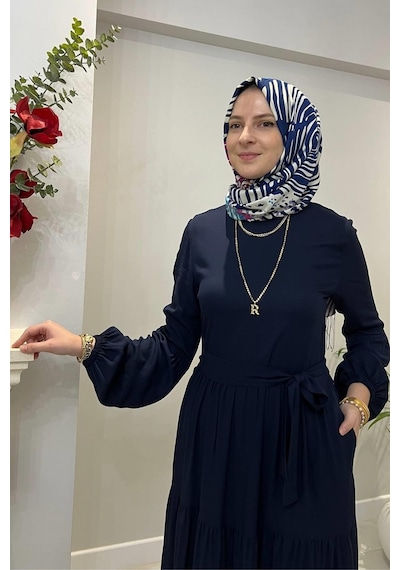 Rabia Şamlı Asil Lacivert Elbise Lacivert