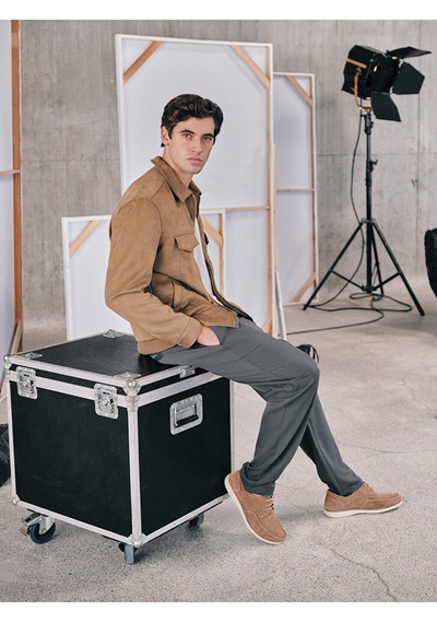Lcw Vision Kahverengi Slim Fit Gömlek Yaka Süet Erkek Ceket