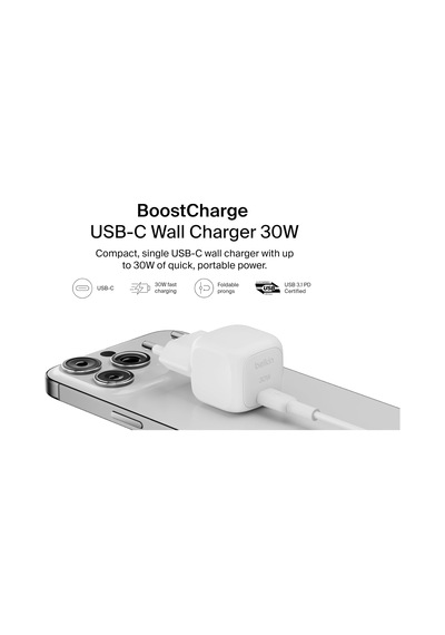 Belkin Boostcharge Power Adaptör Usb-c Compact 30 Watt Wca008kqwh
