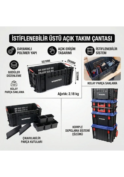 Workpro Wp283028 46lt 55,7x32,2x25cm Üstü Açık Profesyonel Takım Çantası Fr Wp283028