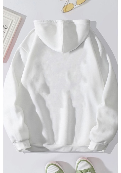 Uyguntarz Unisex Space Baskılı Sweatshirt beyaz