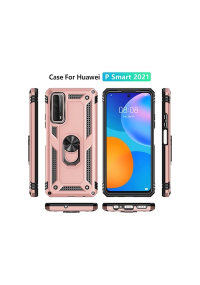 Newface Huawei P Smart 2021 Kılıf Sofya Yüzüklü Silikon Kapak Semeglbl - 98 - Rose