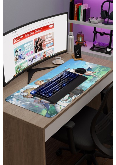 Aether Lumine Genshin Impact Anime Gacha V5 - 90x40 Xxl Gaming Mouse Pad Fare Altlığı