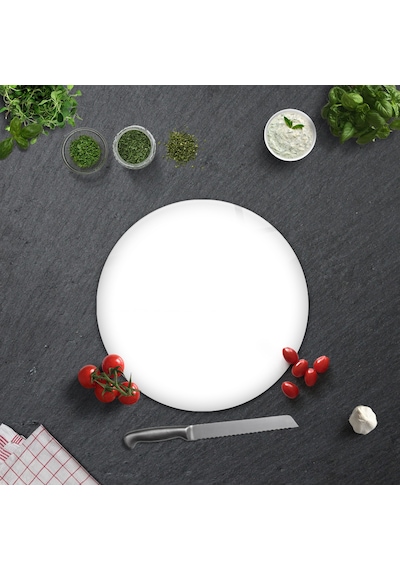 Düz Renk - Beyaz Cam Kesme Tahtası Çap32cm