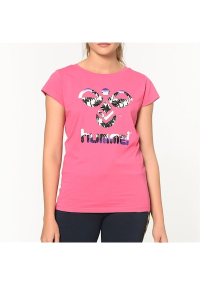 Hummel Triana Kadın Pembe Baskılı Bisiklet Yaka Tişört