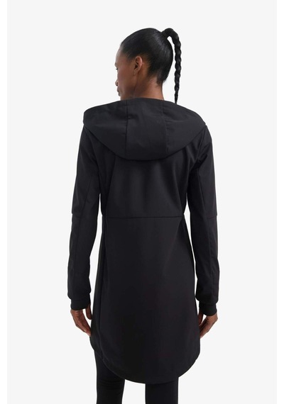 Defacto Defactofit Su Geçirmez Softshell Slim Fit Dar Kesim Kapüşonlu Fermuarlı Cepli Parka E5702ax25aubk81 Siyah